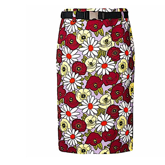 PRADA Floral Print Knee-Length Skirt - Picture 1 of 16